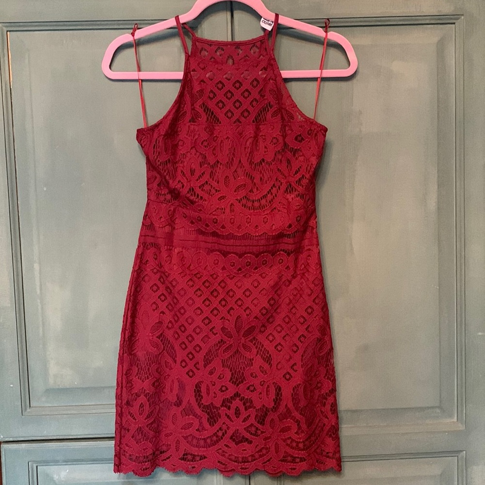 Stunning Express Red Lace Sheath Dress